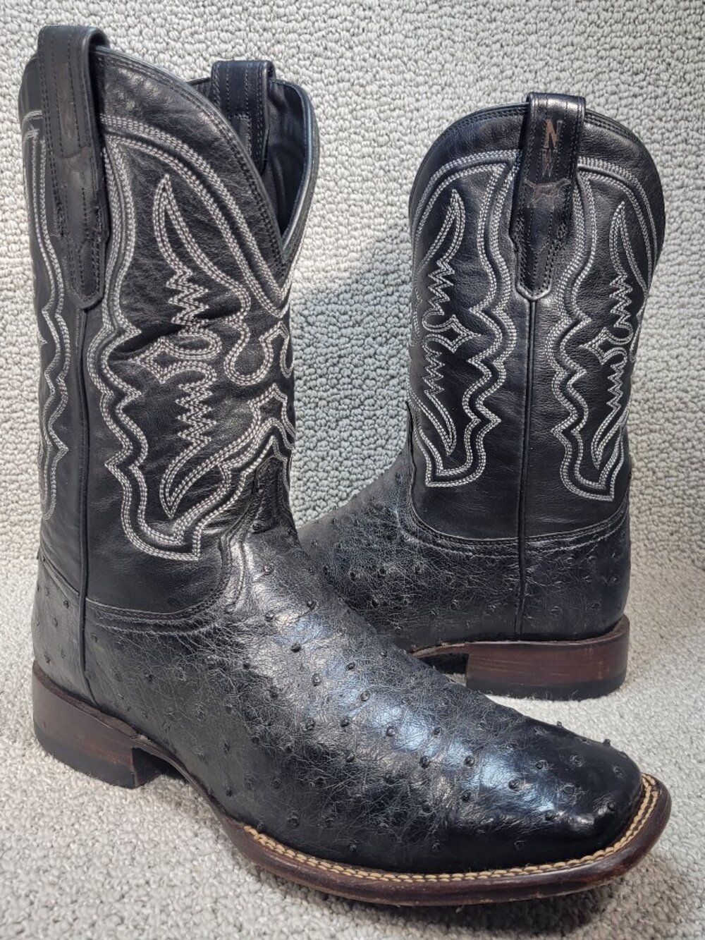 Tecovas The Emmitt Men's Size 12.5D Midnight Ostrich Cowboy Boots